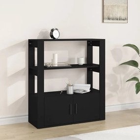 Credenza Nera 80x30x90 Cm İn Legno Multistrato /