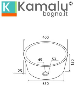 Kamalu - lavabo design rotondo in marmo rosso diametro 40cm | litos-tr40