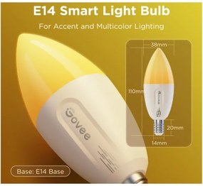 SET 2x LED RGBWW Lampadina dimmerabile E14/5W/230V 2700-6500K Wi-Fi - Govee