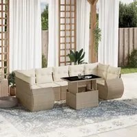 Set Divano da Giardino 8 pz con Cuscini Beige in Polyrattan 3268408