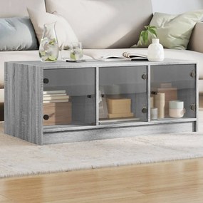Tavolino Da Salotto Con Ante İn Vetro Grigio Sonoma 102x50x42cm /
