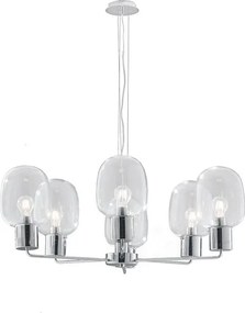 Lampadario Neoclassico Fellini grigio paralume trasparente 6x E27 LUCE AMBIENTE DESIGN