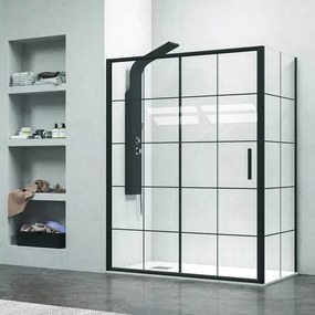 Cabina doccia colore nero 150x80 vetro con riquadri neri NICO-D3000S - KAMALU