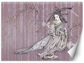 Carta Da Parati, Geisha giapponese rosa retrò