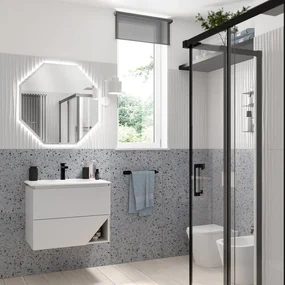 Specchio con illuminazione integrata bagno asimmetrico Vintage BADEN HAUS L 80 x H 80 x P 3 cm marrone