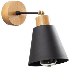 Lampada da parete in nero e naturale ø 14 cm Manavgat - Opviq lights