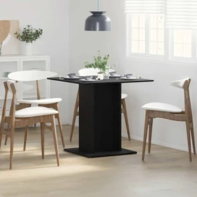 Tavolo Da Pranzo Rovere Nero 80x80x75 Cm Legno Multistrato /