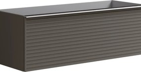 Cassettiera Pixel con 2 cassetti  frontale stripes laccato opaco grigio carbone e maniglia alluminio brillante L120 x H40 x P45,5 cm