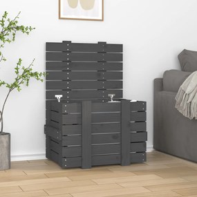 Contenitore Portaoggetti Grigio 58x40,5x42 Cm Massello Di Pino /