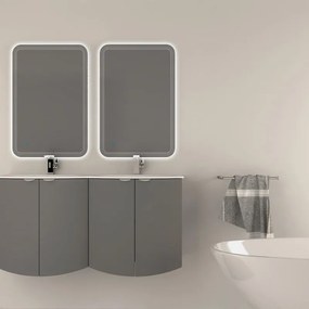 Mobile sottolavabo e lavabo Onda per doppia vasca grigio nuvola L 138 x H 70 x P 51 cm