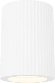 Plafoniera Cilindrica Ø70x90mm GU10 in Gesso Rigato Pitturabile