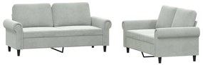Set di divani 2 pz con cuscini grigio chiaro in velluto