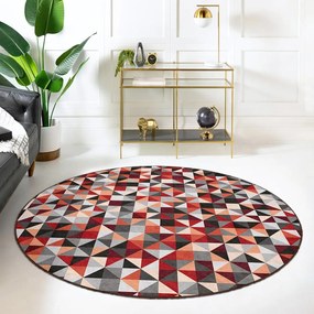 Tappeto rotondo rosso/grigio lavabile ø 100 cm Ignite – Mila Home