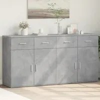 Credenze 2 pz Grigio Cemento 79x38x80 cm in Legno Multistrato 3276619