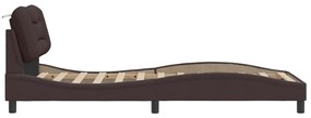 Giroletto con testiera marrone scuro 90x200 cm in tessuto