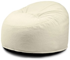 Pouf a sacco per bambini color crema con rivestimento in bouclé Om 85 – SLOWDOWN
