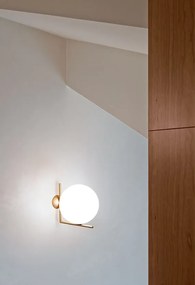 Flos IC Lights Ceiling/Wall 1 Lampada 20 cm da parete/soffitto a luce diffusa in vetro opalino bianco e Ottone spazzolato