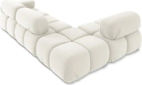 Divano angolare componibile bianco (con penisola a sinistra) con rivestimento in velluto Lokua – Makamii