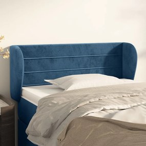 Testiera Ad Orecchio Blu Scuro 103x23x78/88 Cm İn Velluto /