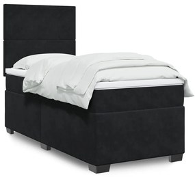 Giroletto A Molle Con Materasso Nero 100x200 Cm İn Velluto /