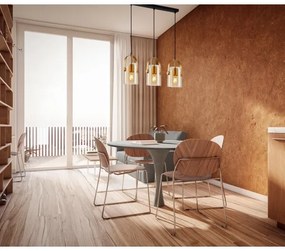 ITALUX PND-32453-3-GD+AMB - Lampadario a sospensione con filo NANESMA 3xE27/40W/230V rame