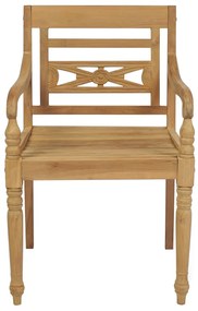 Sedie batavia con cuscini 8 pz in legno massello di teak