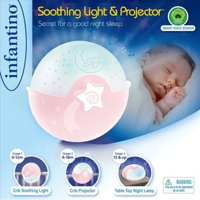Infantino - Lampada piccola per bambini con proiettore 3xAA rosa