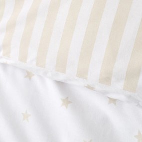 Set copripiumino e federa da bambini bianco e beige in cotone per letto singolo 135x200 cm Mini Star &amp; Stripes – Bianca