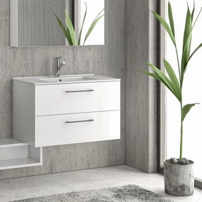 Mobile bagno sospeso 80cm con lavabo incasso e due cassetti EL-80L - KAMALU