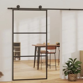 Porta Scorrevole İn Vetro Esg E Alluminio 102x205 Cm Nera /