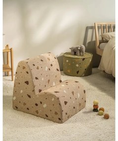 Poltrona per bambini marrone chiaro con rivestimento in bouclé e ciniglia Terrazzo Cloud – Wigiwama