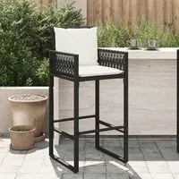 Sgabelli da Bar con Cuscini 2 pz Neri in Polyrattan 368705