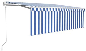 Tenda Sole Retrattile Automatica con Parasole 4x3,5m Blu Bianco