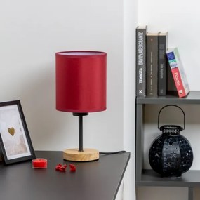 Brilagi - Lampada da tavolo NUBILA WOOD 1xE27/25W/230V quercia/Pompeiana rosso