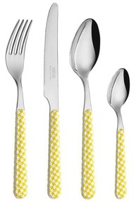 Set 24 Pezzi Posate Moderne - Pied de Poule Giallo