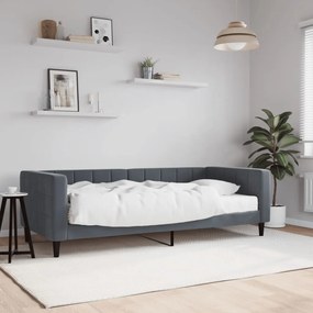 Divano Letto Con Materasso Grigio Scuro 90x200 Cm İn Velluto /