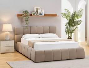 Letto contenitore Parma in velluto Bluvel beige scuro – 160x200 cm