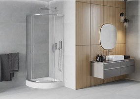 Mexen Rio cabina doccia semicircolare 70 x 70 cm, trasparente, cromo + piatto doccia, bianco - 863-070-070-01-00-4710