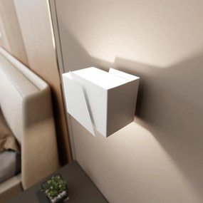 Applique Moderna 1 Luce Bjorn A Forma Geometrica In Acciaio Bianco
