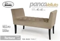 Panca in velluto tortora gambe in legno scendiletto