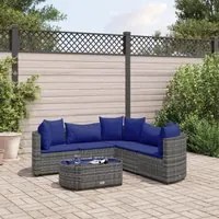 Set Divano da Giardino 6 pz con Cuscini Grigio in Polyrattan 3308399