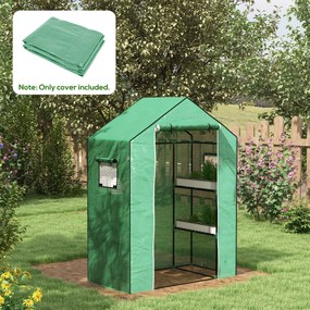 Copertura per Serra da Giardino con Porta a Cerniera e Finestre 140x73x190 cm in PE Verde...