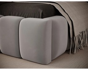Letto singolo imbottito grigio con contenitore e rete inclusi 90x200 cm Lamica – ELTAP