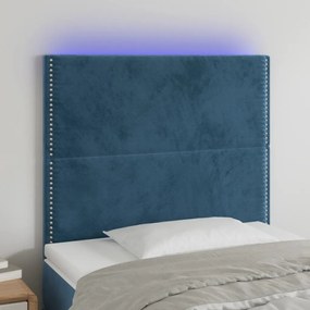 Testiera A Led Blu Scuro 80x5x118/128 Cm İn Velluto /
