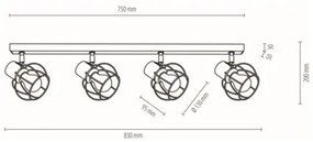 Spot-Light 26114404 - Faretto da binario PHIPHI 4xE27/60W/230V quercia