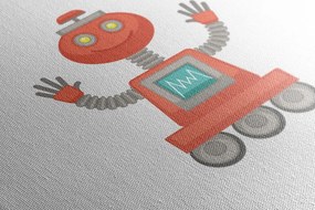 Quadro su tela – Con motivo di robot in rosso