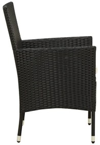 Set mobili da giardino 11 pz con cuscini in polyrattan nero