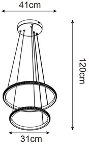 Zuma Line P22082M-2R - Lampadario LED a sospensione con filo RIDE LED/22W/230V + LED/14W nero