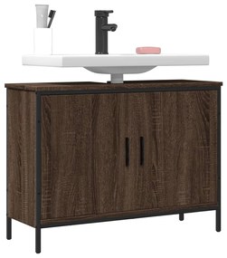 Mobile Lavabo Bagno Rovere Marrone 80x30x60cm Legno Multistrato /
