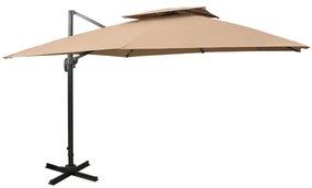 Ombrellone A Sbalzo Con Doppia Copertura 300x300 Cm Tortora /